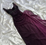Purple shiny fashion gradient suspenders long elegant chiffon ruffles ball gown evening dress party dress prom dress HZ1023