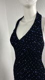 Blue vintage shiny suspender long elegant ruffled prom dress evening dress party dress dance dress HZ1023
