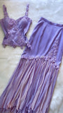 Purple Pretty Sweet Elegant Sweetheart Neckline Delicate Floral Lace Long Chiffon Ball Gown Evening Dress Holiday Party Dress Two Piece Prom Dress HZ1023