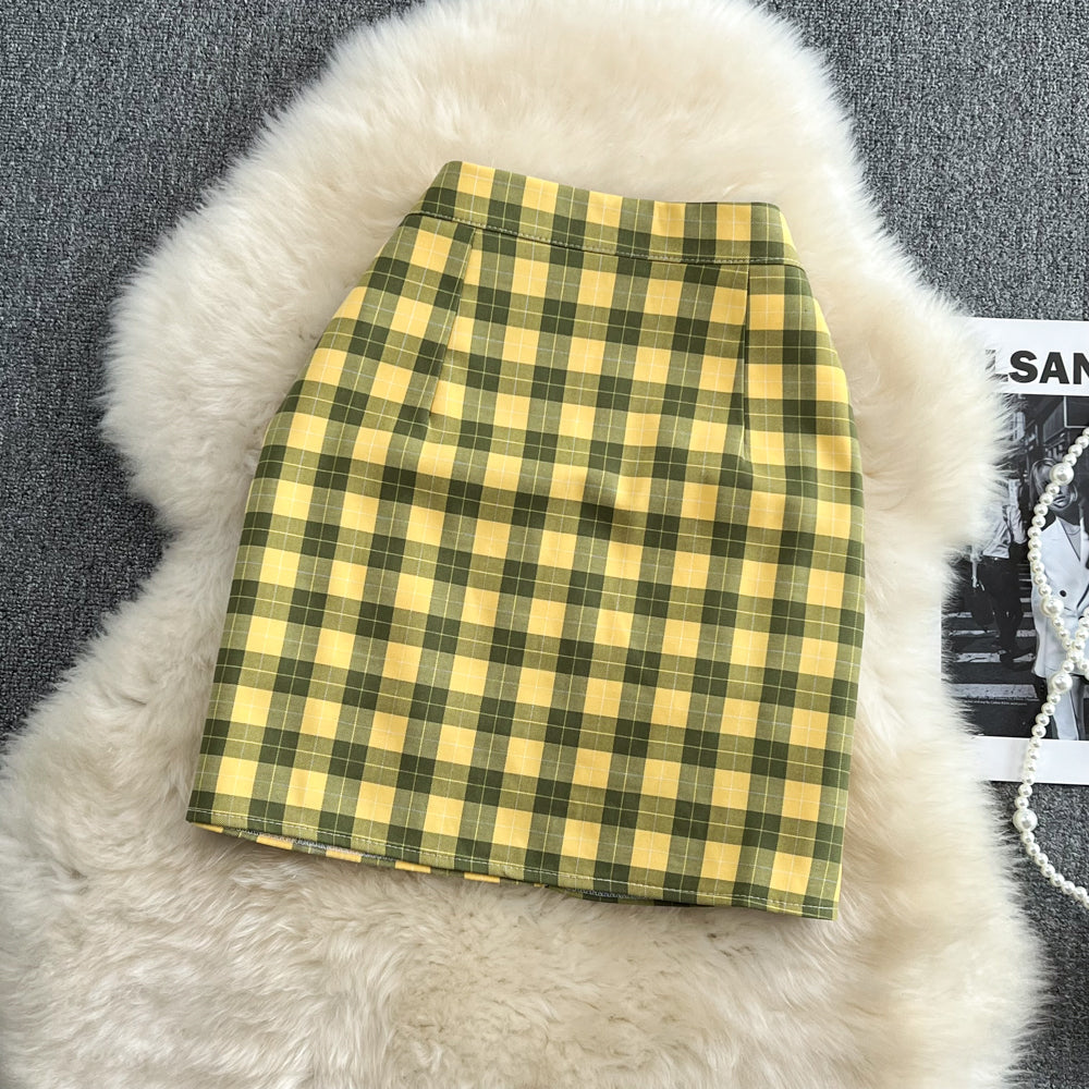 Age reducing college style leisure plaid skirt A-line skirt Hip Wrap Skirt HZ1023