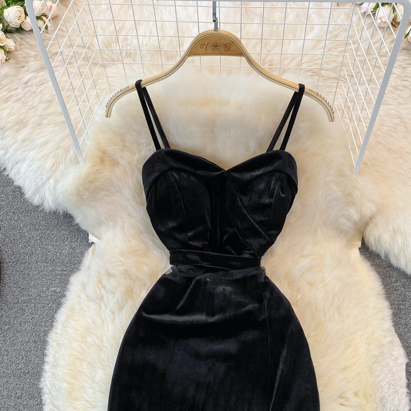 Sexy Velvet Long Dress Fashion Dress HZ1023