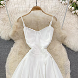 White Chiffon A Line Short Dress Fashion Dress HZ1023