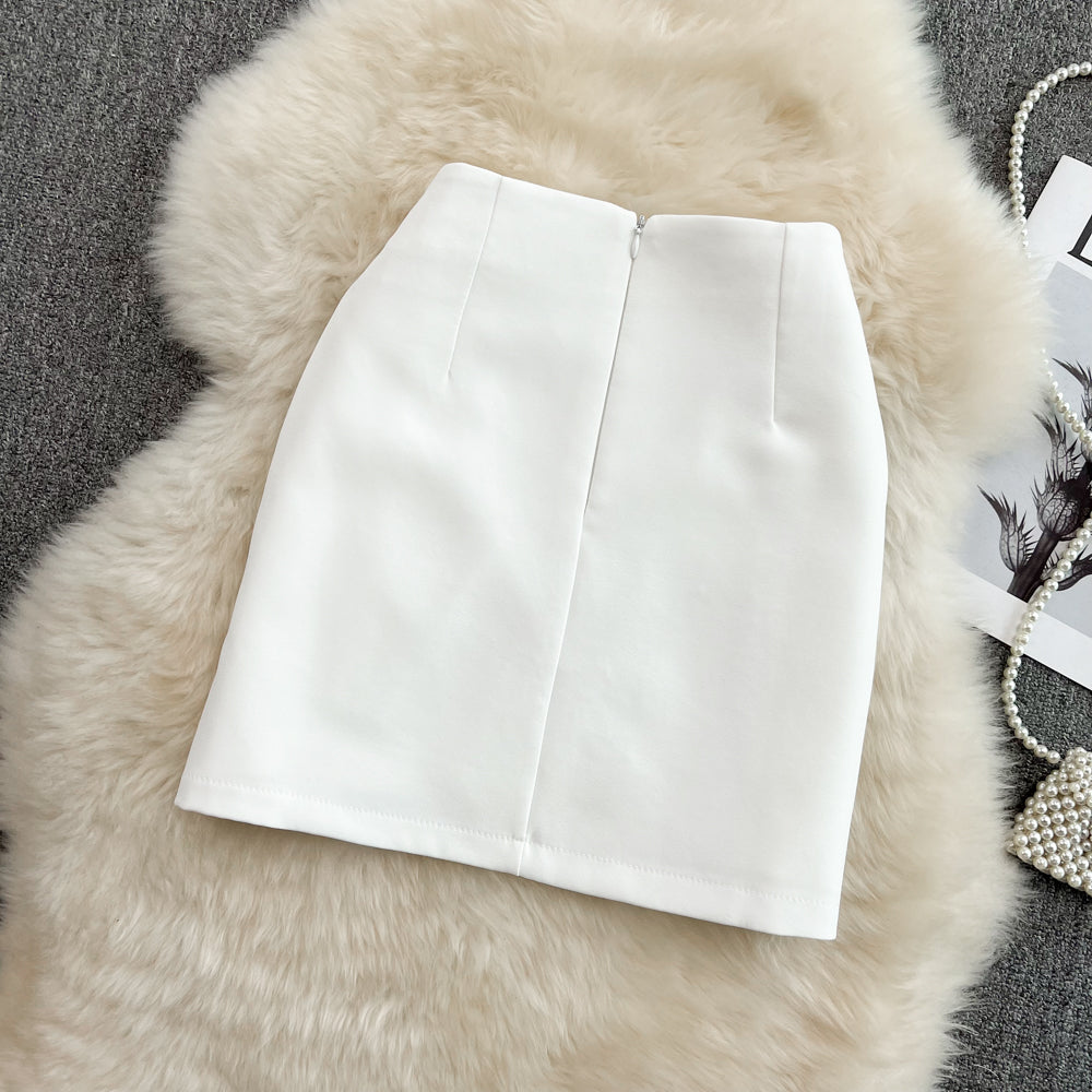 Versatile diamond studded A-line wrap hip fashion skirt HZ1023