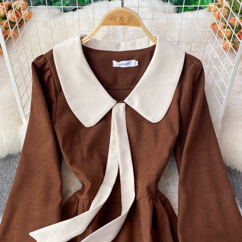 Sweet Corduroy Long Sleeve Dress Fashion Dress HZ1023
