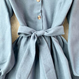 Sweet Long-Sleeved Corduroy Dress A Line Fashion Dress HZ1023