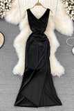 V-neck sexy dress high waist slim sleeveless Hip Wrap Dress long dress HZ1023