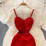 Sexy Velvet Long Dress Fashion Dress HZ1023