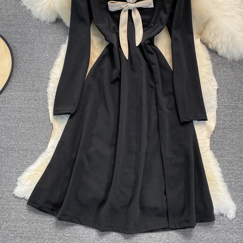 Black A Line Long Sleeve Dress A Line Fashion Dress HZ1023