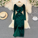 Sexy V Neck Long Sleeve Dress HZ1023