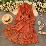Fashionable A Line Polka Dot Long Sleeve Dress Fashion Dress HZ1023