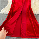 Sexy Velvet Long Dress Fashion Dress HZ1023
