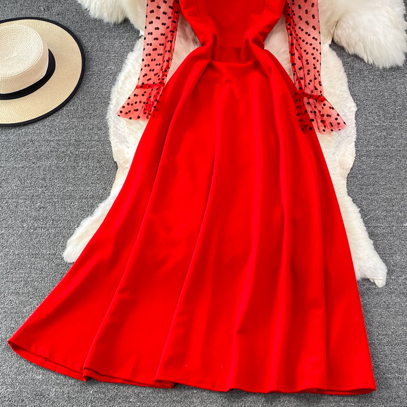 Elegant A Line Long Sleeve Dress See Through Dress HZ1023