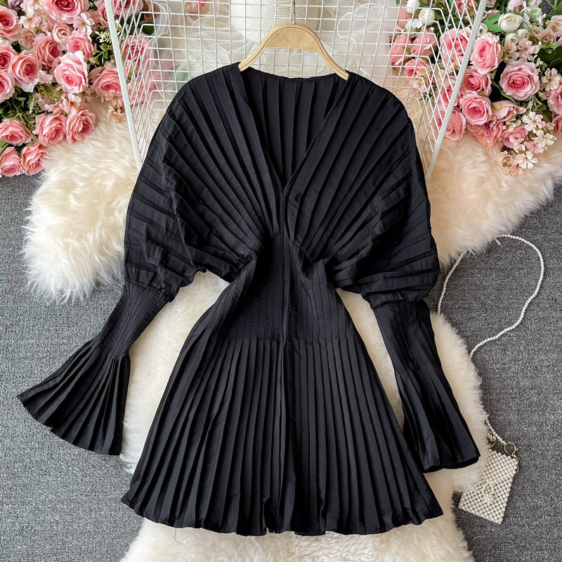 Unique V Neck Long Sleeve Dress Fashion Dress HZ1023