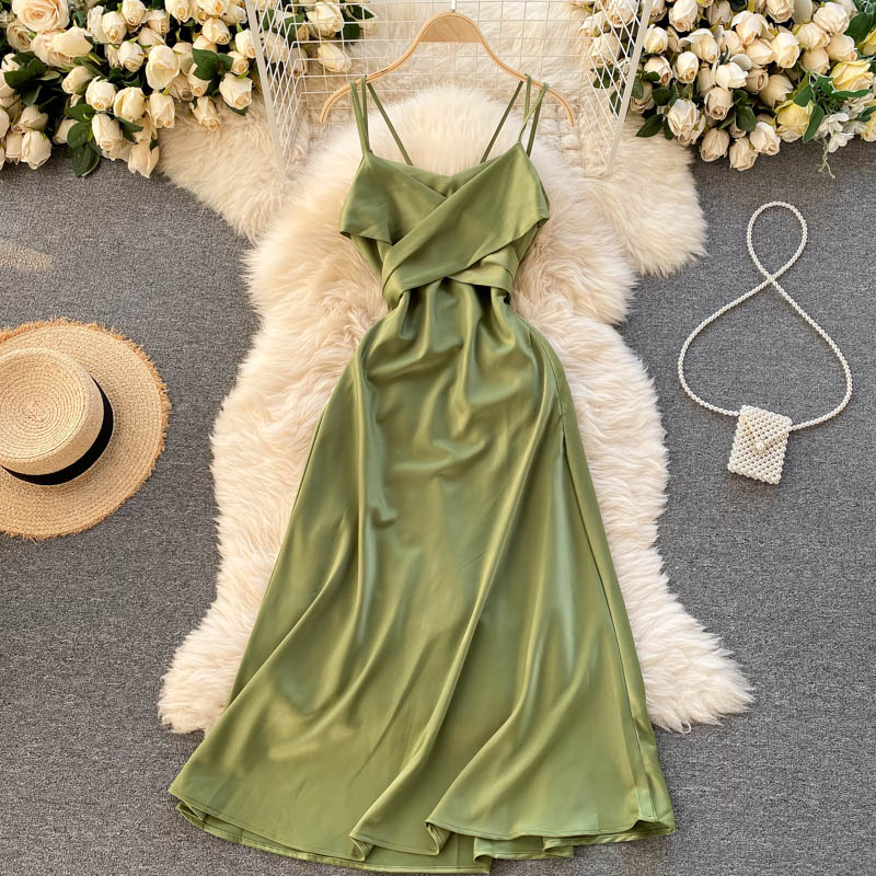 Cute Satin Short A Line Dress Fashion Dress HZ1023