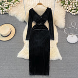 Sexy V Neck Long Sleeve Dress HZ1023