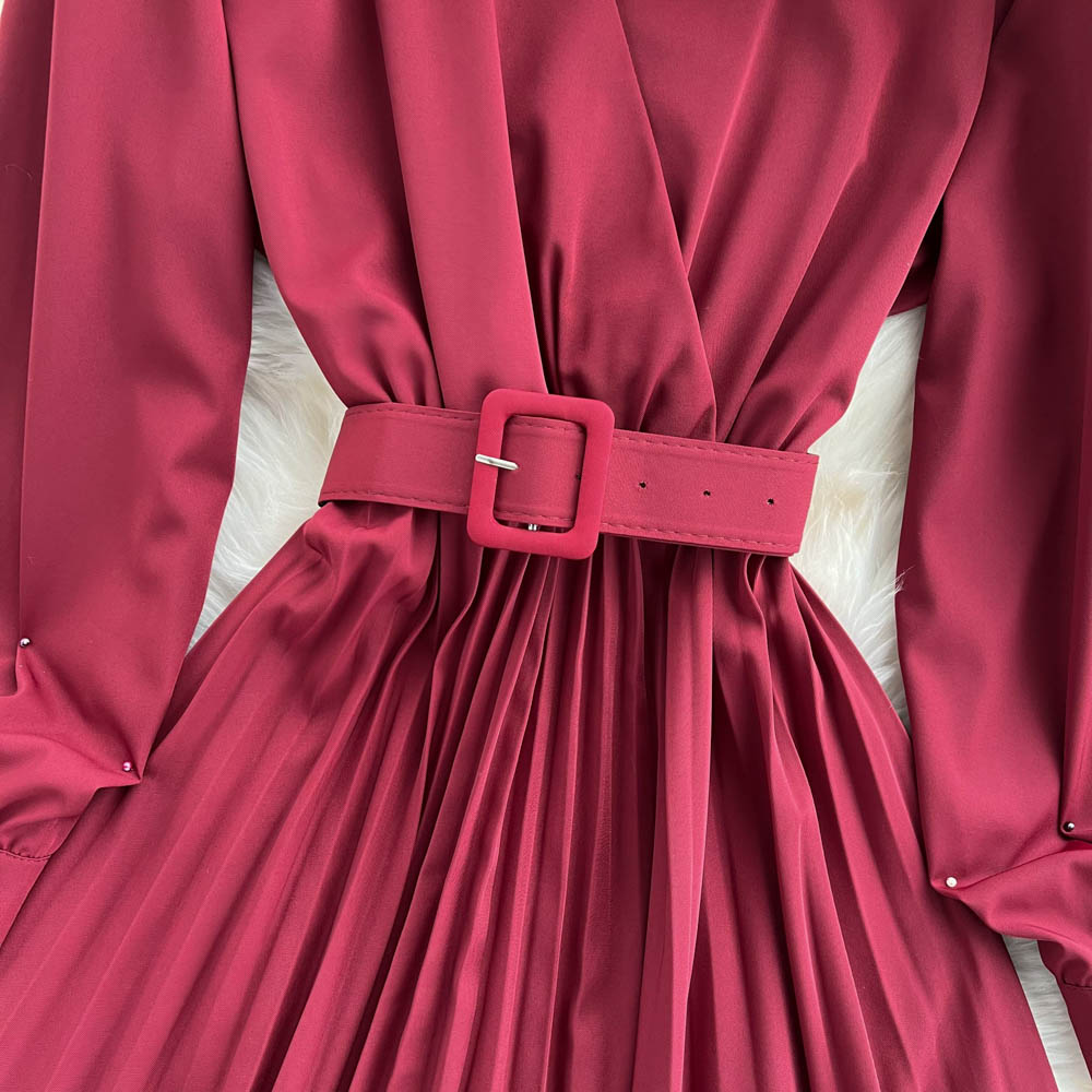 Simple V Neck Long Sleeve Dress A Line Fashion Dress HZ1023