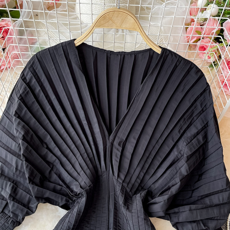 Unique V Neck Long Sleeve Dress Fashion Dress HZ1023