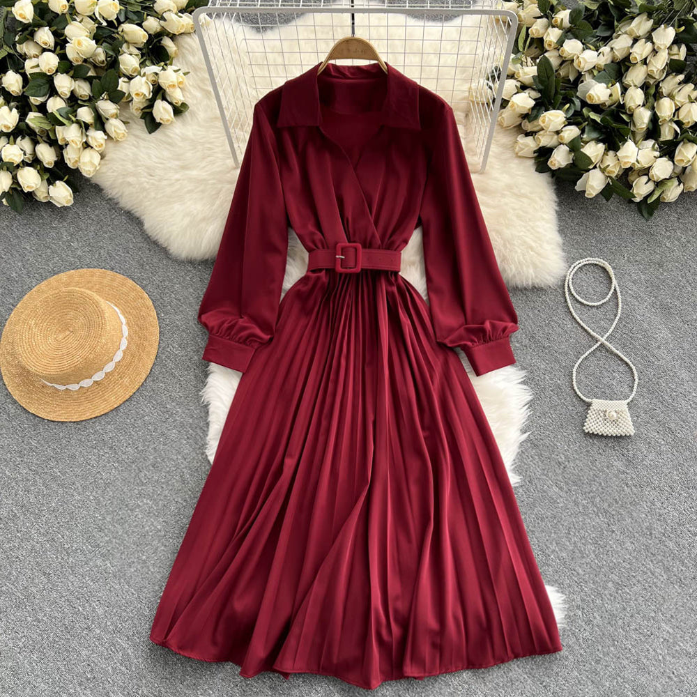 Simple V Neck Long Sleeve Dress A Line Fashion Dress HZ1023