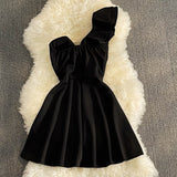 Cute A Line Short Dress One Shoulder Dress HZ1023