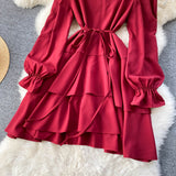 Simple V Neck Long Sleeve Dress Fashion Dress HZ1023