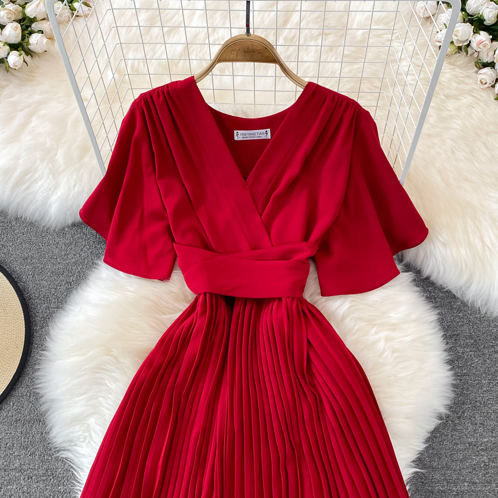Simple V Neck Short Dress A Line Fashion Dress HZ1023