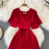 Simple V Neck Short Dress A Line Fashion Dress HZ1023