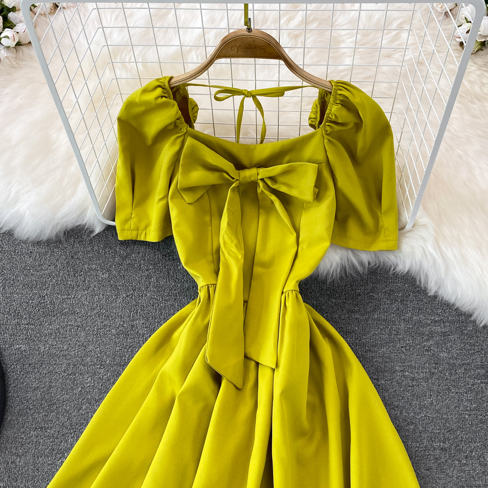 Cute Bow A Line Short Dress HZ1023