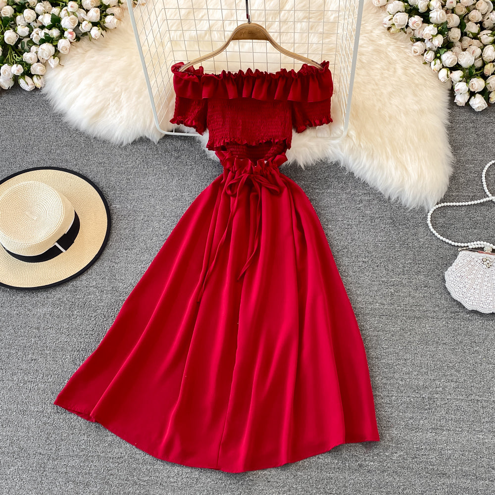 Cute A Line Off Shoulder Dress Short Dress HZ1023