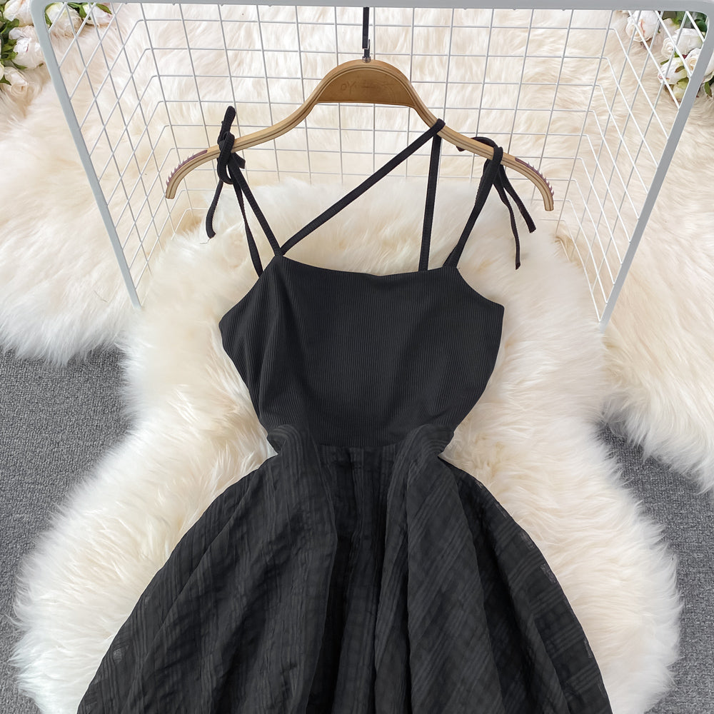 Black Irregular Backless Dress A Line Fashion Dress HZ1023