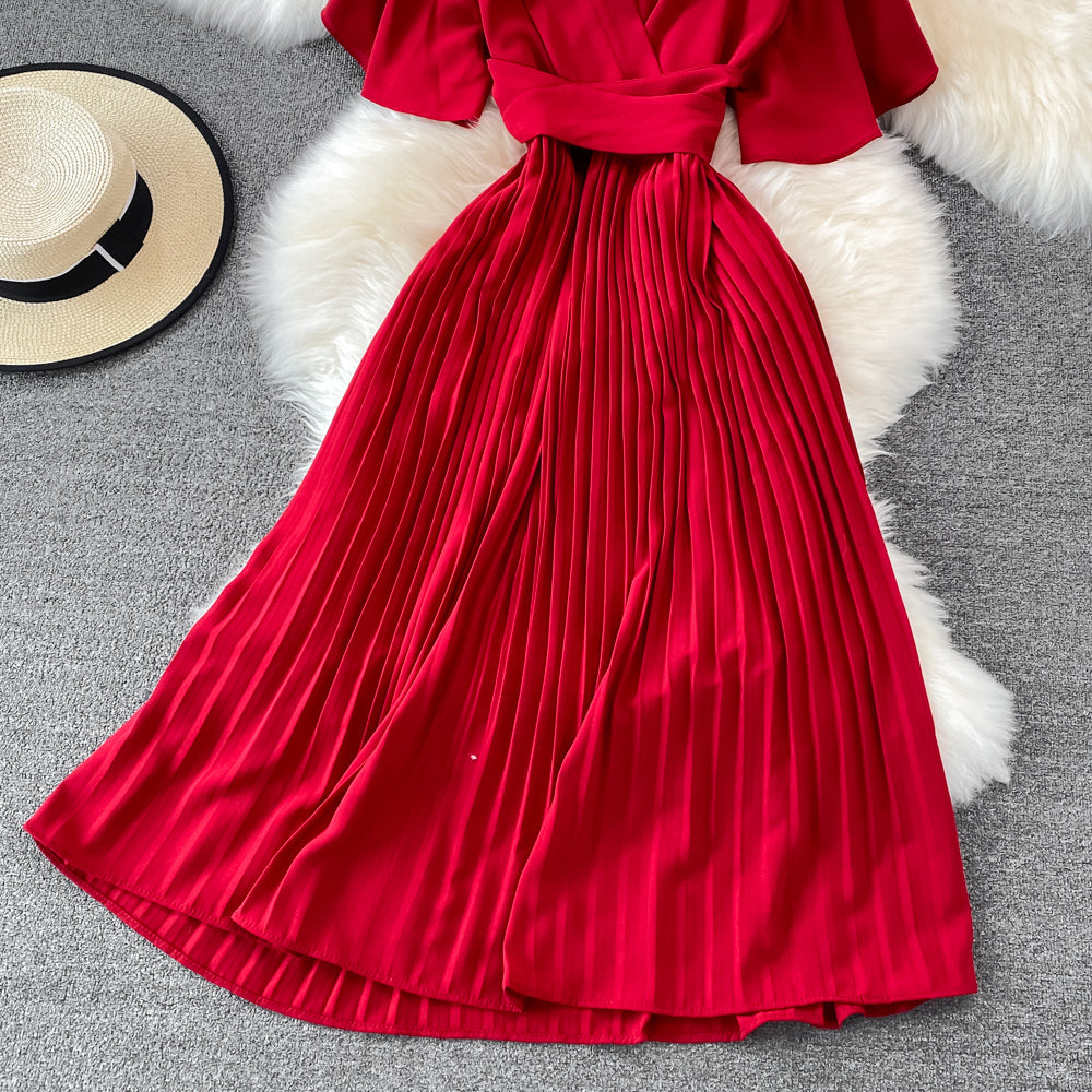 Simple V Neck Short Dress A Line Fashion Dress HZ1023