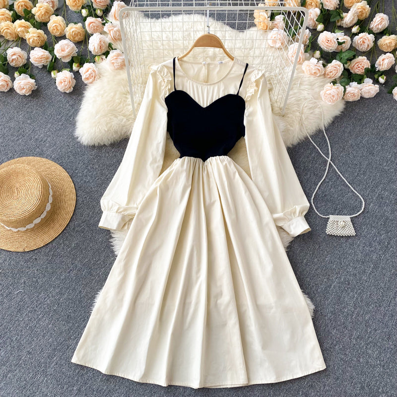 Cute A Line Long Sleeve Dress A Line Fashion Dress HZ1023