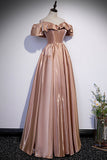 Cute satin long prom dress A line evening gown HZ1023