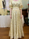 Yellow Floral Elegant Long Chiffon Homecoming Dress Prom Dress Evening Dress Wedding Guest Dress Birthday/Garden Party Dress Prom Dress HZ1023