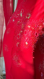 Red Romantic Gorgeous Fashion Elegant Exquisite Beaded Long Chiffon Ball Gown Evening Dress Birthday/Wedding Guest/Vacation Party Dress Prom Dress Valentine's Day Date Dress HZ1023