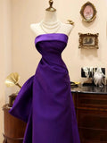 Purple Pretty Elegant Fashion Spaghetti Strap Long Satin Ball Gown Evening Dress Party Dress HZ1023