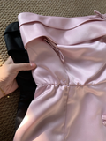 Black/Pink Simple Fashion Elegant Short Bow Satin Homecoming Dress Prom Dress Evening Dress Ball Dress Birthday Party Dress HZ1023