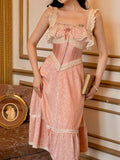 Pink Sweet Stylish Elegant Mid Length Exquisite Lace Satin Homecoming Dress Prom Dress Evening Dress Wedding Guest Party Dress Graduation Dress HZ1023