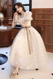 Sweet A line sequins short prom dress HZ1023