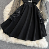 Black V Neck Short Dress A Line Fashion Dress HZ1023
