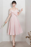Pink A line short prom dress pink party dress HZ1023