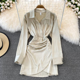 Fashionable Irregular Shirt Long Sleeve Dress HZ1023