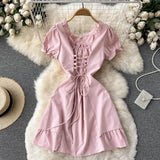 Cute A Line Lace Up Dress Fashion Girl Dress HZ1023
