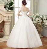 White tulle lace long prom gown wedding dress HZ1023