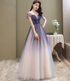 Cute tulle long A line prom dress cute evening dress HZ1023
