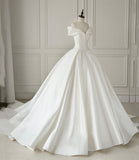 White satin long ball gown dress wedding dress HZ1023