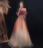 Burgundy sequins long prom dress formal dress HZ1023