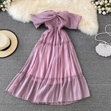 Purple A Line Short Dress Off Shouler Party Dress HZ1023