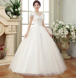 White tulle lace long prom gown wedding dress HZ1023