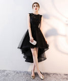 Black tulle lace high low prom dress evening dress HZ1023