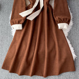 Sweet Corduroy Long Sleeve Dress Fashion Dress HZ1023